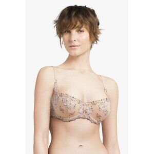 CHANTELLE Champs-Elysee Beauty Embroidered Unlined Lace Balconette Bra, Size 36C